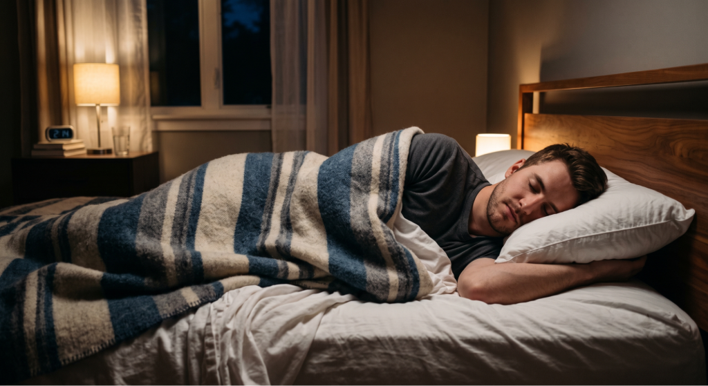 A man sleeping peacefully in bed